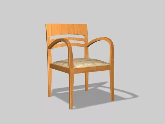 Two Wood Chairs 3d model