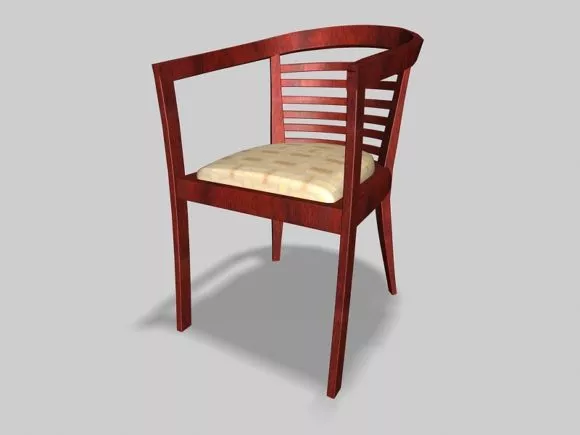 Rattan Chair Furniture With Wood Table 3d model