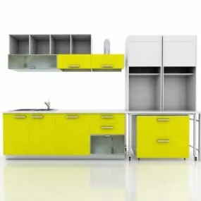 Yellow Flat Kitchen Cabinet Ideas 3d model
