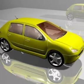 Yellow Peugeot Hatchback 3d model