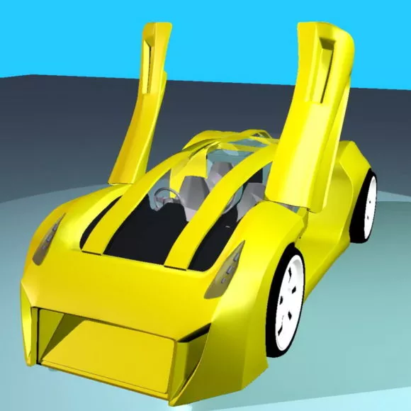 Yellow Super Car 3d model Yellow Super Car 3d model