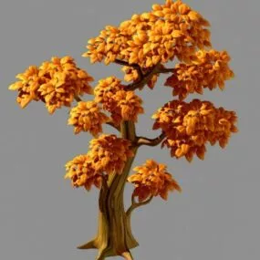 Yellow Tree Cartoon Plant 3d model
