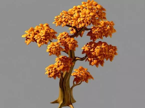 Leaf Plant In Porcelain Vase 3d model