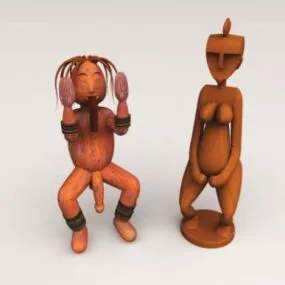 Wood Fetish Statue Figurine 3d model