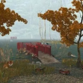 Little Lake With Bridge 3d model