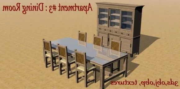 Dinning Room Long Distance Table 3d model Dinning Room Long Distance Table 3d model