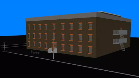 Apartment Building Square Plan 3d model