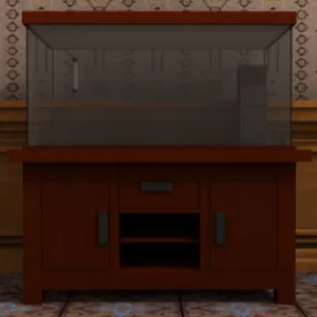 Aquarium With Wood Cabinet Stand 3d model