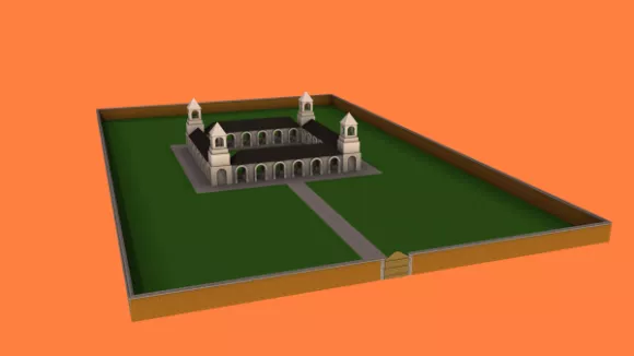 Medieval Castle With Warrior 3d model