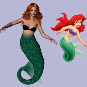 Beautiful Mermaid Girl 3d model