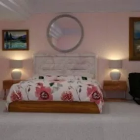 Hotel Bedroom Scene 3d model