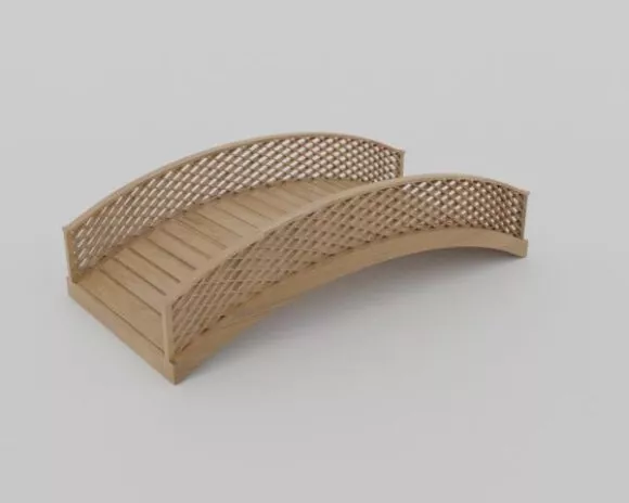 Curved Wood Bridge 3d model Curved Wood Bridge 3d model