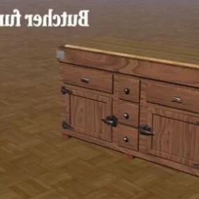 Butcher Furniture Vintage Style 3d model