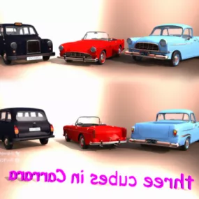 Vintage Car Set 3d model
