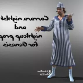 Pajama Old Man Character 3d model