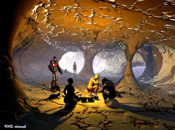 Waterfall Cave Landscape 3d model