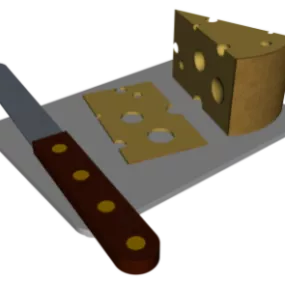 Cheese Board With Knife 3d model