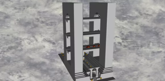 Concrete Building With Rustic Pathway 3d model