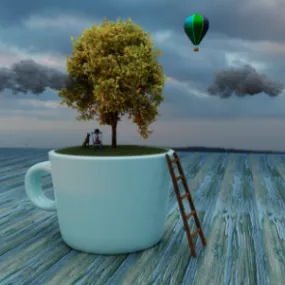 Art Tree In Cup 3d model