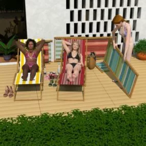 Man Woman On Lounge Chair 3d model
