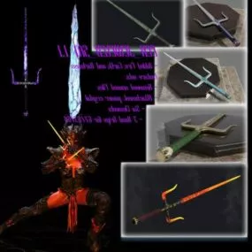 Samurai Ninja Swords Set 3d model