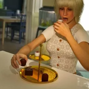 Girl Character Dining Food 3d model