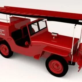 Fire Jeep Car 3d model