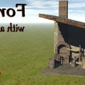 Forge With House Building 3d model