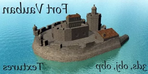 Castle Building With Grass Garden 3d model
