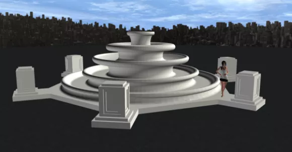 Fountain With Statue 3d model