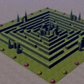 French Garden Maze Hedge 3d model