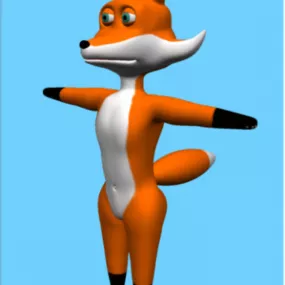 Cartoon Furry Fox Animal Character 3d model