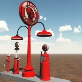 Gas Station On Street 3d model
