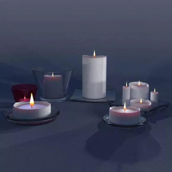 Glassware With Candles Decoration 3d model Glassware With Candles Decoration 3d model