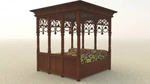Crib Bed With Cabinet Combination 3d model
