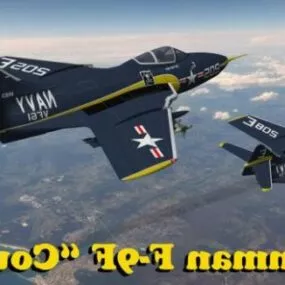 Grumman F9f Aircraft 3d model