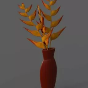 Heliconia Dry Plant Potted 3d model