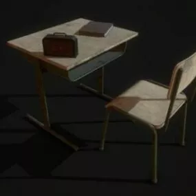 Horror School Table Chair 3d model