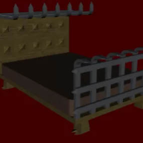 Old Rustic Bed 3d model
