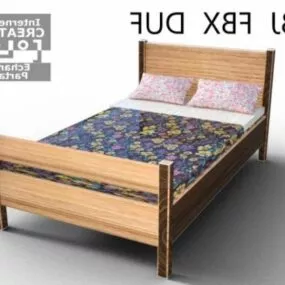 Lit Wood Bed 3d model