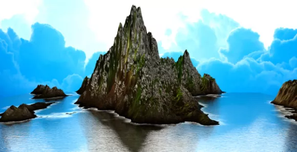 Sea Island Scene 3d model