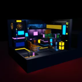Low Poly Tech Room 3d model