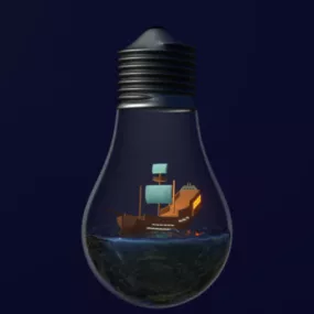 Ship Scene In A Bulb 3d model