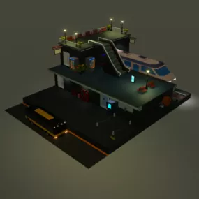 Train Station Scene 3d model