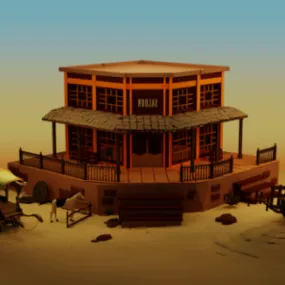 Old Western Saloon Building 3d model