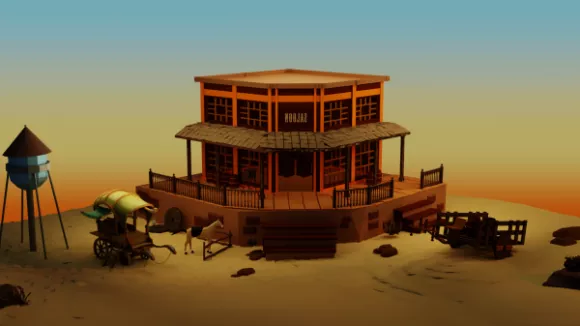 Old Western Saloon Building 3d model Old Western Saloon Building 3d model