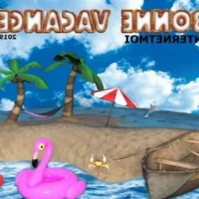 Cartoon Beach Scene 3d model