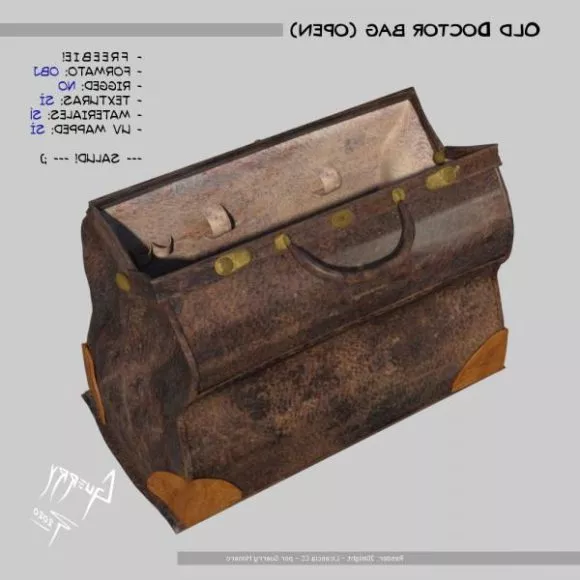 Old Doctor Bag Leather 3d model Old Doctor Bag Leather 3d model