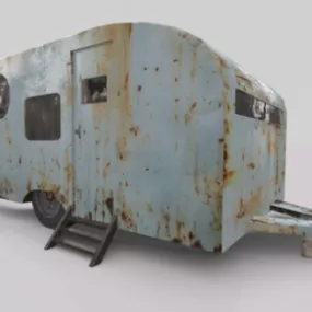 Old Rustic Trailer 3d model