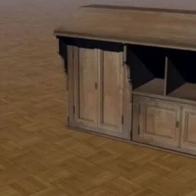 Old Vintage Wooden Desk 3d model